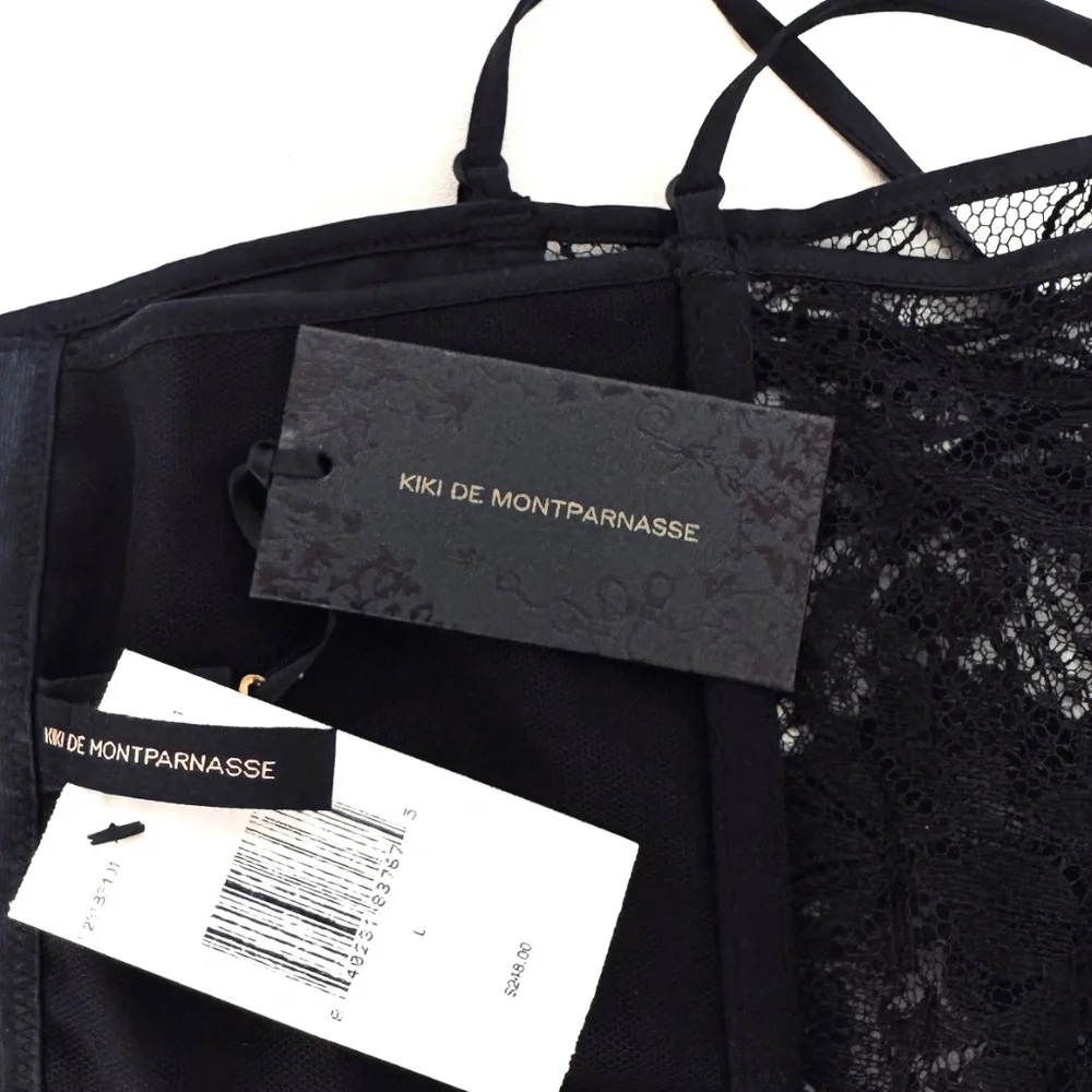 Black Kiki de Montparnasse Black Lace Longline Bra Sz M & Camille G-String